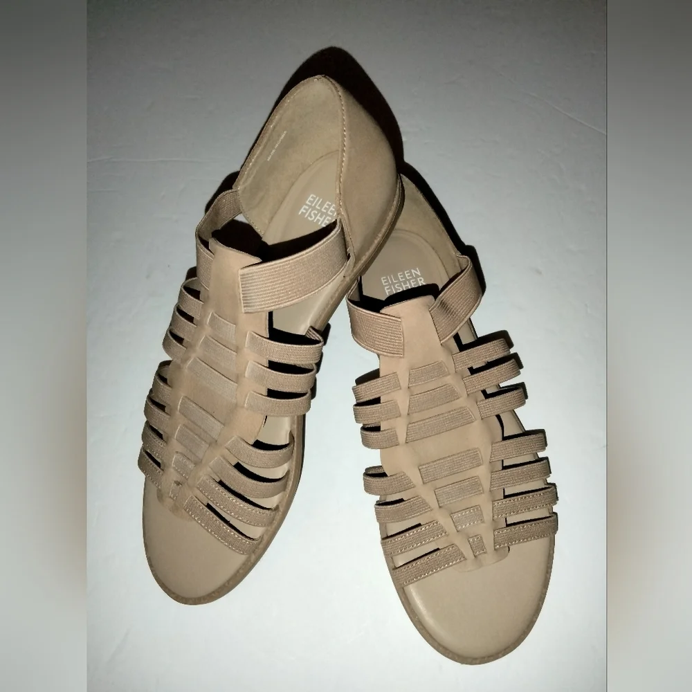 Eileen Fisher (Size 6) Nude Rato Strappy  Comfort Slipon Casual Open Toe Sandals